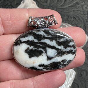 Zebra Jasper Floral Pendant Stone Crystal Jewelry